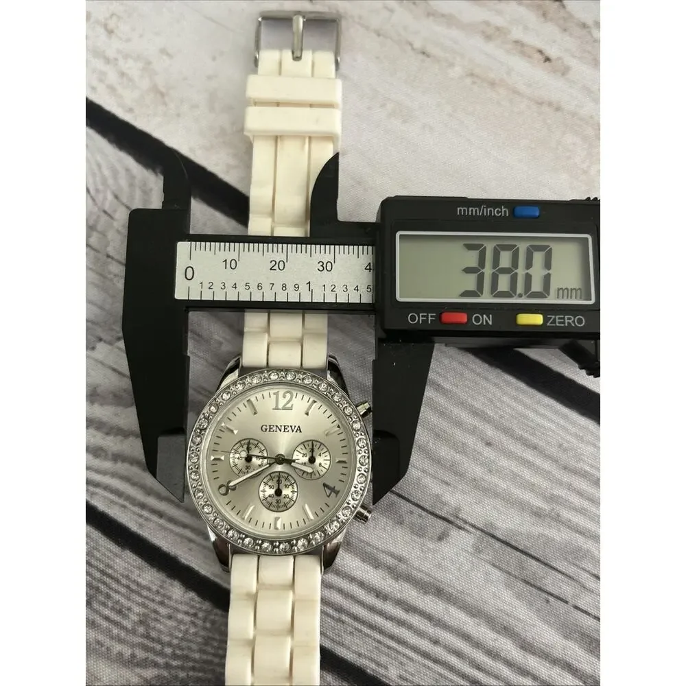 Geneva Silver Tone White Band Women’s Quartz Watch